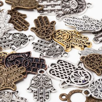 Metal beads and charms mix hamsa symbols