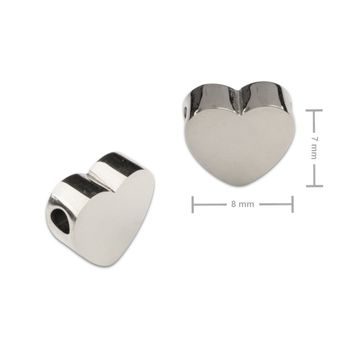Korálek z chirurgické oceli ve tvaru srdce 7 x 8 mm