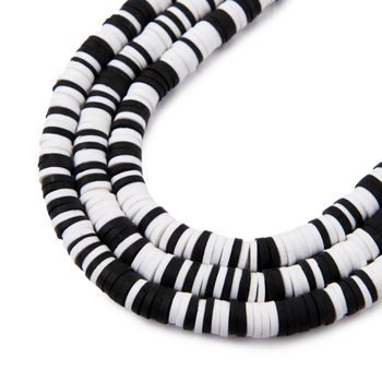 Heishi polymer beads black and white