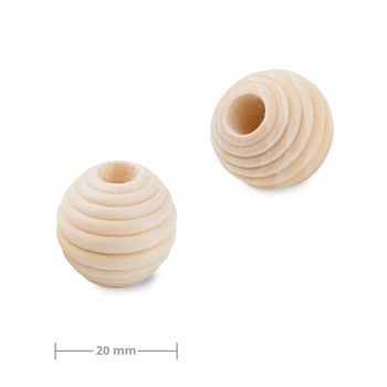Wooden ridged beads with large hole for Macramé 20mm