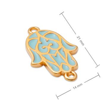 OmegaCast connector turquoise hamsa 21x14mm gold-plated