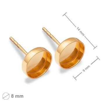 Bază din argint tip cui pentru cercei cu camă 8mm placată cu aur de 24K nr.1248