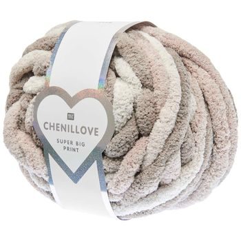 Rico design crochet yarn Chenillove Super Big Print shade 001 cream
