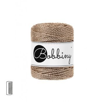 Bobbiny metallic Fir textil Macramé răsucit 3PLY 3 mm Champagne