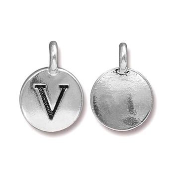 TierraCast pendant 17x12mm with letter V antique silver