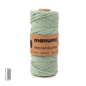Manumi Macramé příze stáčená 3PLY 3mm Eukalyptus