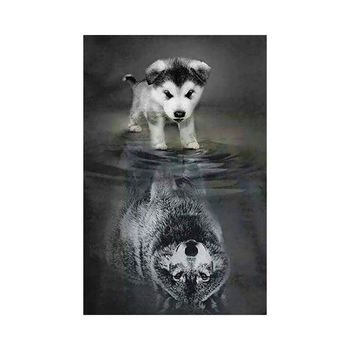 Diamond painting puppy with wolf in reflection
