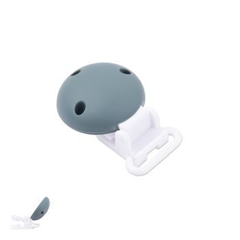 Clips din silicon pentru suzetă 33,5mm cu clemă de plastic Dim Grey