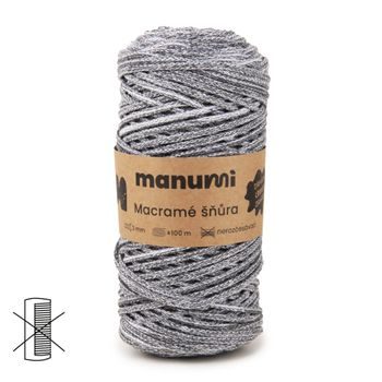 Manumi Șnur Macramé 3mm gri închis șuvițe