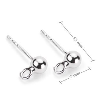 Sterling silver 925 ball ear post with eyelet 4mm No.242