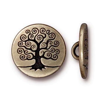 TierraCast button Tree Of Life antique brass