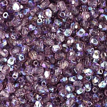 Manumi české broušené korálky 3mm Amethyst AB