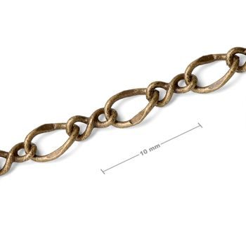 Bižuterní řetízek v metráži staromosazný č. 67