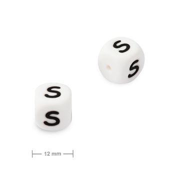 Silicone cube bead 12mm with letter S