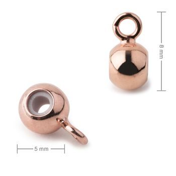 Metal bead with silicone and a loop 5mm in rose gold colour