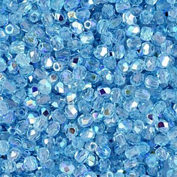 Glass fire polished beads 3mm Aquamarine AB