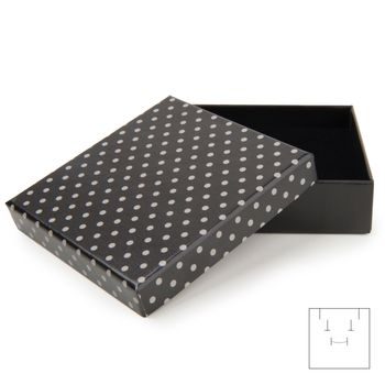 Jewellery gift box black with dots 86x86x25