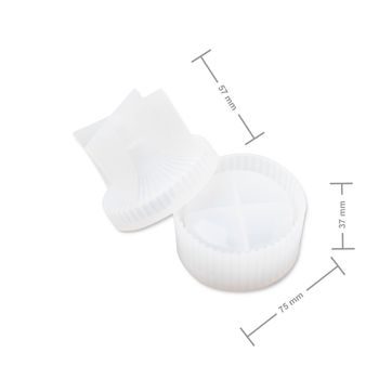 Set of 2 parts of silicone moulds for casting creative clay round box with notches
