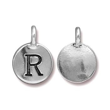 TierraCast pendant 17x12mm with letter R antique silver