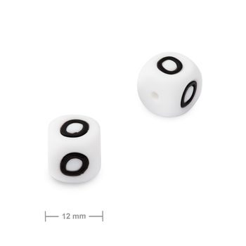 Silicone cube bead 12mm with letter O