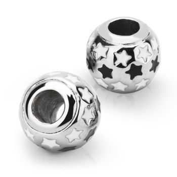 Stainless steel bead with a wide center hole No.9