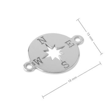 Stříbrný spojovací díl kompas 18 x 13 mm