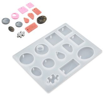 Set of 12 silicone moulds for crystal reisn casting mix of pendants