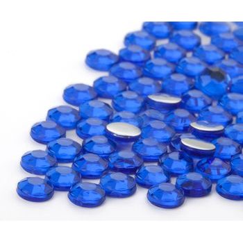 Acrylic glue-on stones round 6mm blue