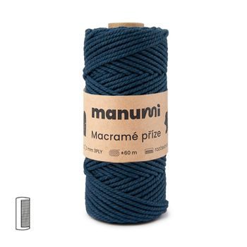 Manumi Fir textil Macramé răsucit 3PLY 3mm albastru închis