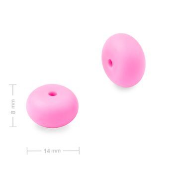 Silicone beads rondelles 14x8mm Candy Pink