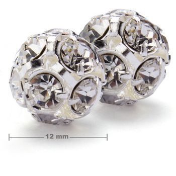Štrasová guľôčka 12mm strieborná Crystal