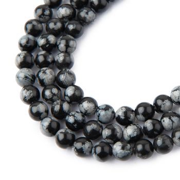 SnowFlake Obsidian beads 6mm