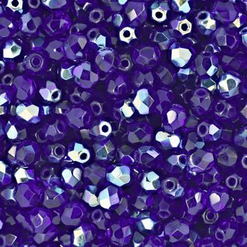 Glass fire polished beads 4mm Dark Sapphire AB