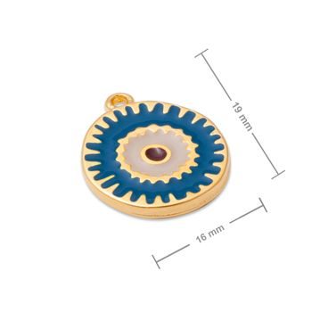 Manumi přívěsek tmavě modré Boho oko 19x16 mm pozlacený