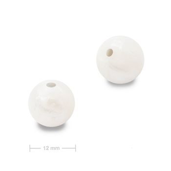 Mărgele rotunde din silicon 12mm Pearl White