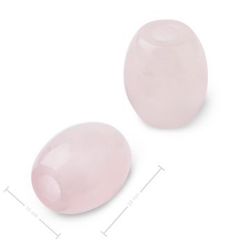 Mineral Rose Quartz barrel bead with large hole for Macramé 18x16mm