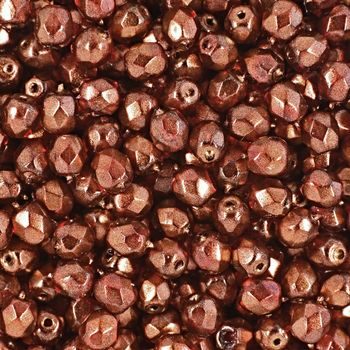 Glass fire polished beads 4mm Halo Cardinal