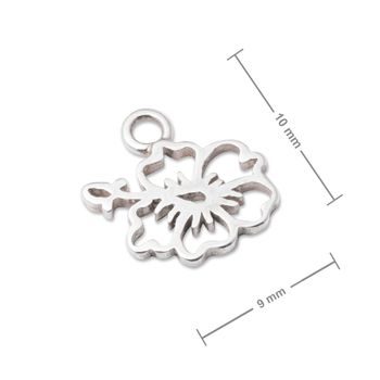 Amoracast pendant hibiscus flower 10x9mm silver