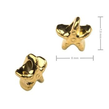 Korálek z chirurgické oceli ve tvaru mořské hvězdy 7,5 x 8 mm v barvě zlata