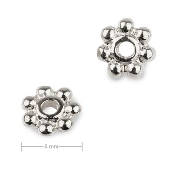 Metal spacer bead flower 5mm in the colour of platinum