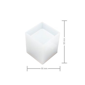 Silicone mould for casting crystal resin square pen stand 65x55x55mm