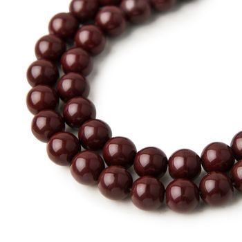 Czech glass pressed round beads Light Chocolate Opaque 8mm No.81