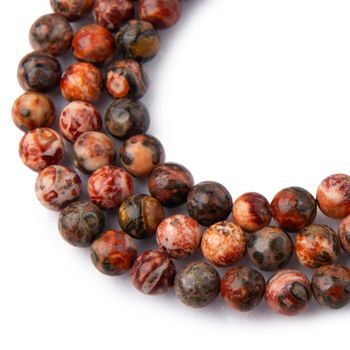 Red Leopard Skin Stone beads 8mm