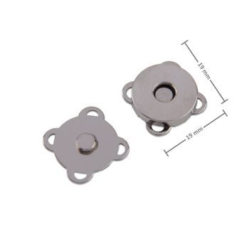 Haberdashery magnetic closure 19 x 19 x 5.5 mm in platinum color