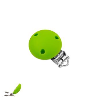 Silicone dummy clip 34mm with 3 holes and a metal buckle Chartreuse Green