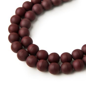 Czech glass pressed round beads Light Chocolate Opaque Matt 8mm No.82