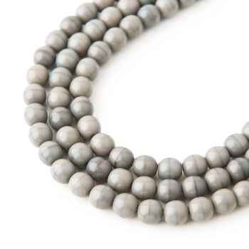 Czech glass pressed round beads Dark Grey Opaque 6mm No.41