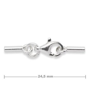 Sterling silver 925 round glue-on end caps 1mm with 8mm lobster clasp No.546