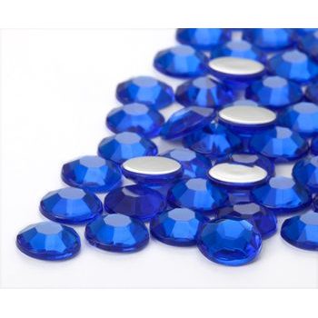 Acrylic glue-on stones round 8mm blue
