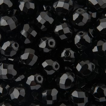 Glass fire polished beads 10mm Jet